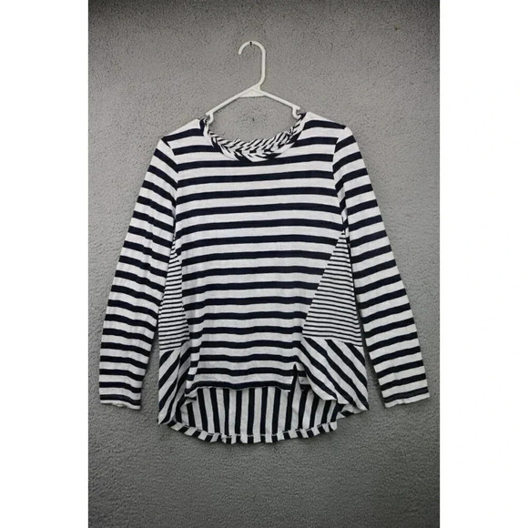Maeve-Anthropologie-Navy and White Striped Tunic-Size Small-Hi-Lo - Picture 1 of 8
